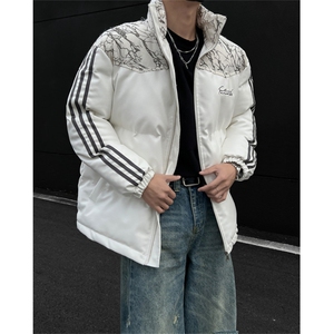PU皮棉服冬季宽松港风棉衣立领冬装棉袄外套男MY249-特P105控168图片