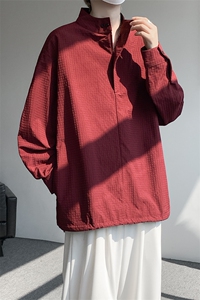 时尚立领棒球服衬衫韩版户外宽松抽绳防晒外套衬衫男冲锋衣 P42图片