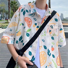 夏季日系复古chic百搭碎花衬衣宽松情侣印花衬衫W3094-P26，男装衬衫，星座512-2