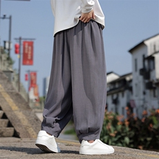 春季新款现货真亚麻日系原宿风新中式长裤ZK62-P70控98，男装休闲裤，电商A021