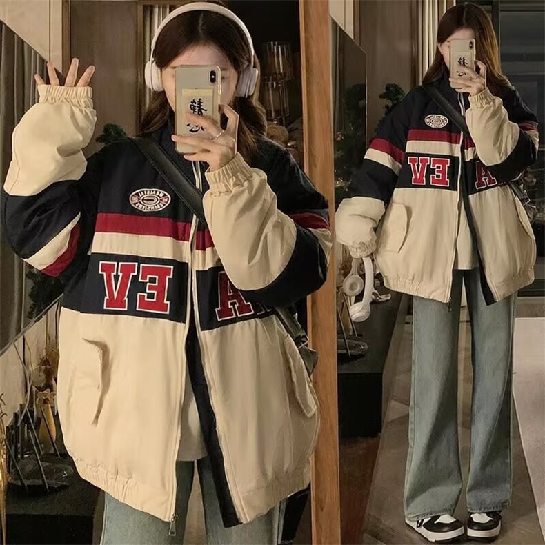 网络图现货2025港风美式新款拼接棒球服潮牌情侣夹克JH1214-P55,男装夹克,星座1005-6