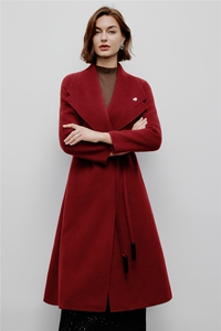 手工缝制100%澳洲羊毛双面大衣女长款过膝毛呢外套2025新款秋冬图片