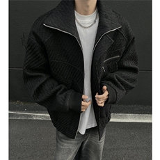 美式夹棉高领防风飞行服棉服潮系针织肌理纹加厚外套896p118，男装棉衣，电商A458A