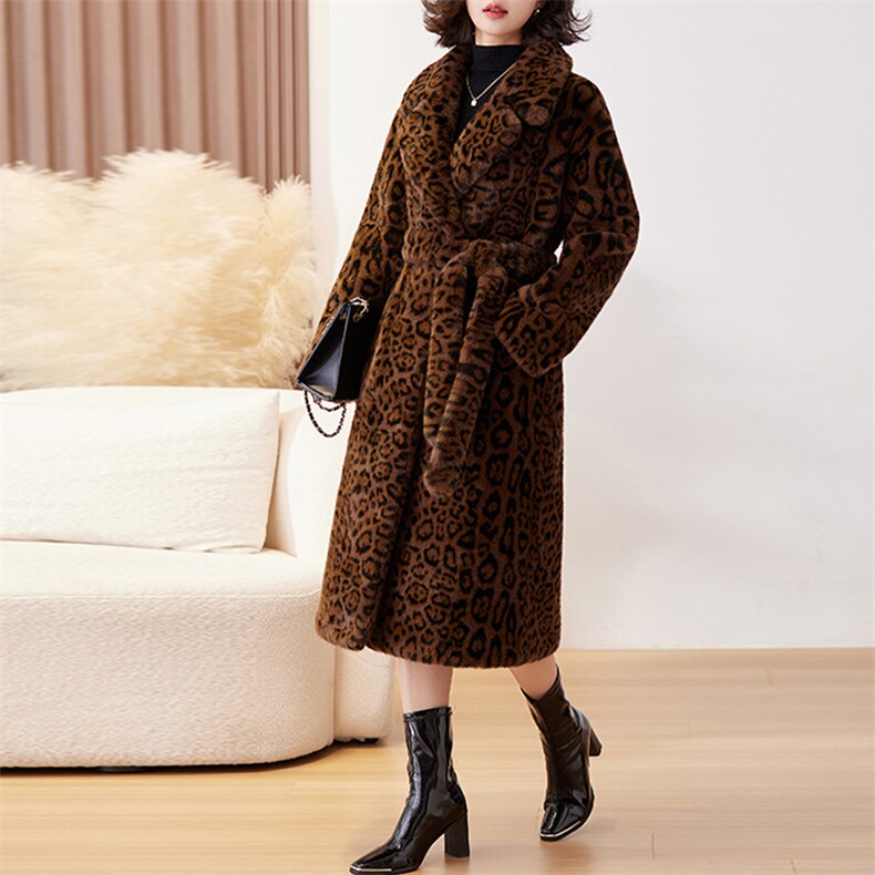 中长款风衣豹纹外套女秋季2024年新款韩版宽松显瘦小个子过膝大衣，女装皮草，美拉德工厂直营店
