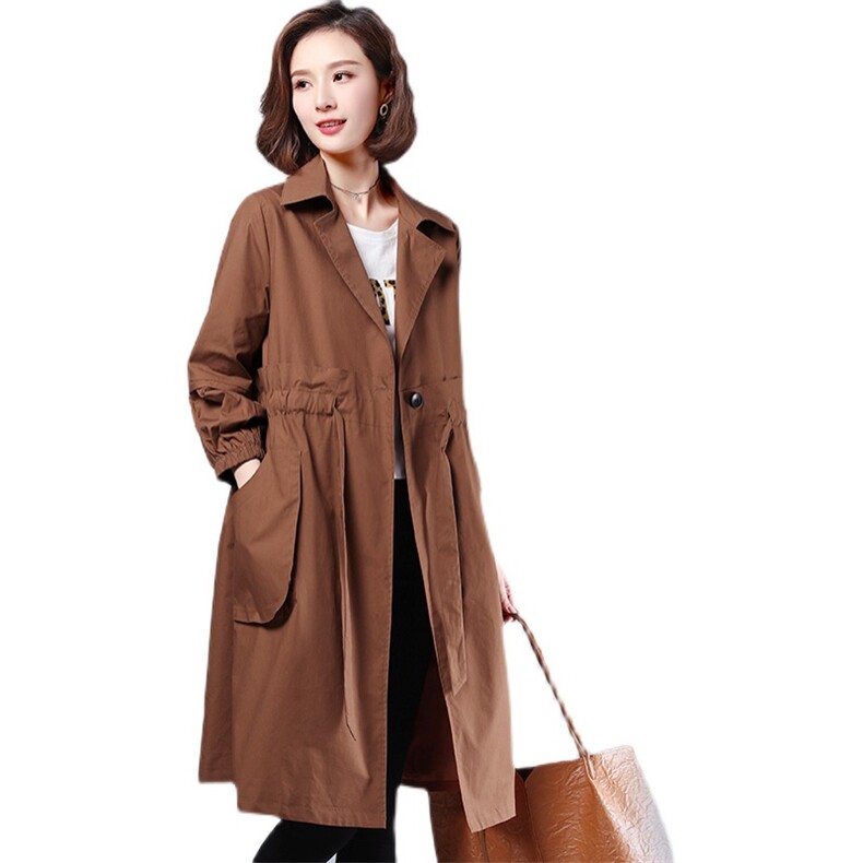 风衣时尚潮流舒适长袖2023年春装中长款纯色优雅,女装风衣,丽影随形