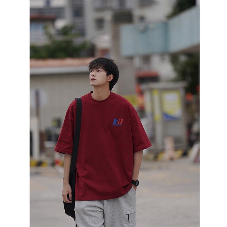 抖音供货260克重磅纯棉宽松大码印花短袖T恤A158-T87-P28控48,男装T恤,电商A158