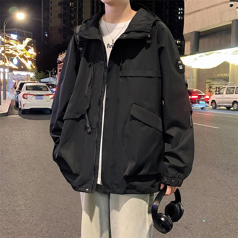 春秋户外冲锋衣男女同款防风防水连帽工装外套登山服夹克2481-P75,男装夹克,星座1403B