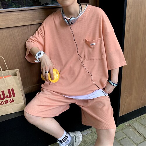 百搭时尚新款原宿男T恤简约日系休闲套装H92P40,男装休闲套装,星座1116-2