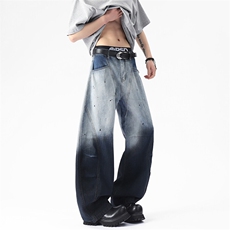 WD920-风格店数据款渐变洗水弯刀牛仔裤(P65X98)2，男装牛仔裤，电商C315