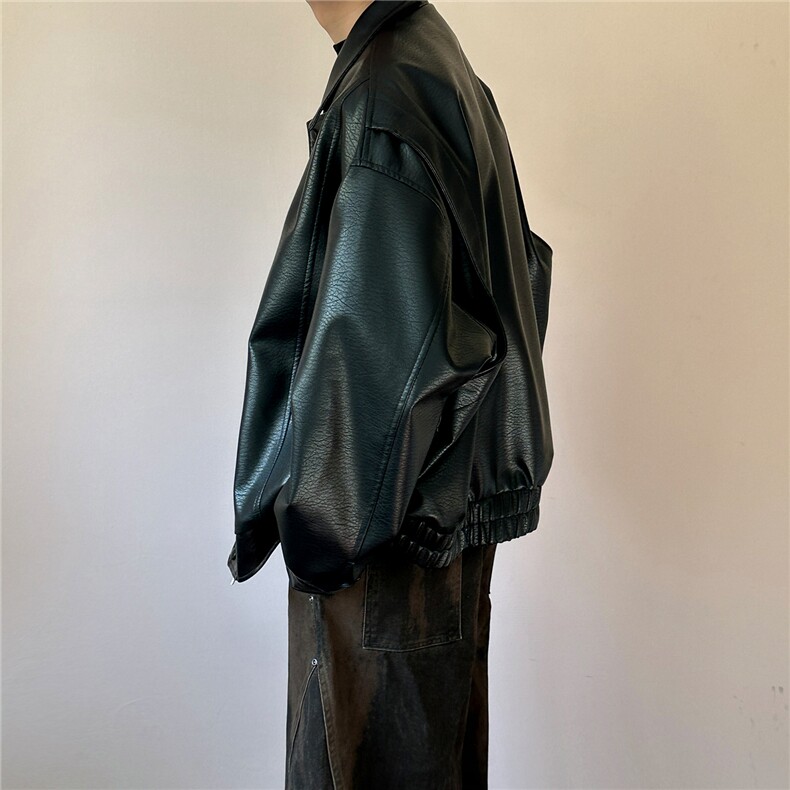 现货皮夹克外套男款潮牌宽松PU皮衣A351-AP2605-P105控168,男装夹克,电商A351