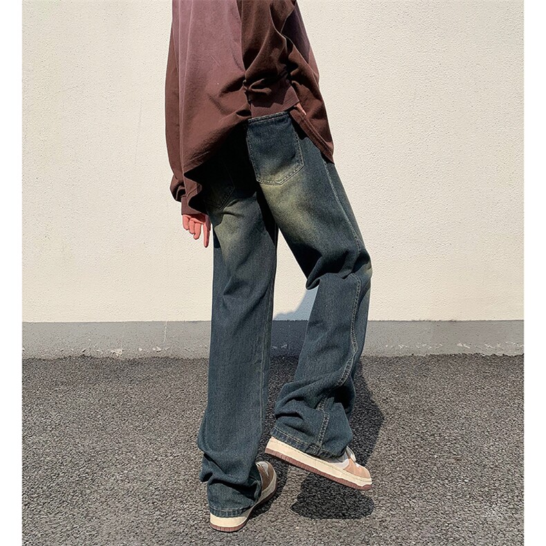 美式ins高街hiphop抽绳松紧腰重工业水洗牛仔裤货号K2330P45控68，男装牛仔裤，电商A063