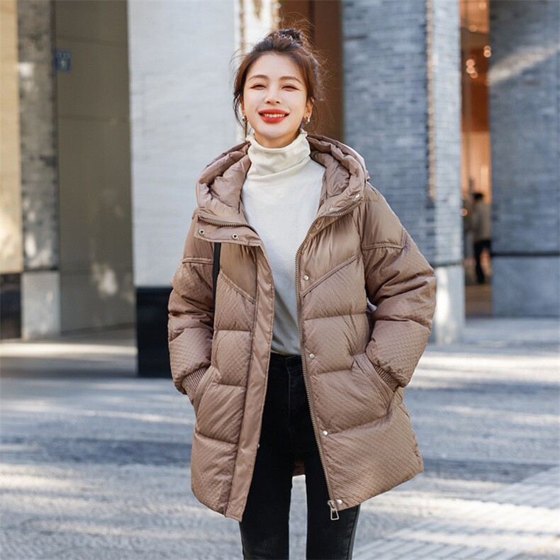 羽绒服女2022冬装新款女装韩版时尚中长款白鸭绒保暖外套,女装羽绒服,慧尚依恋