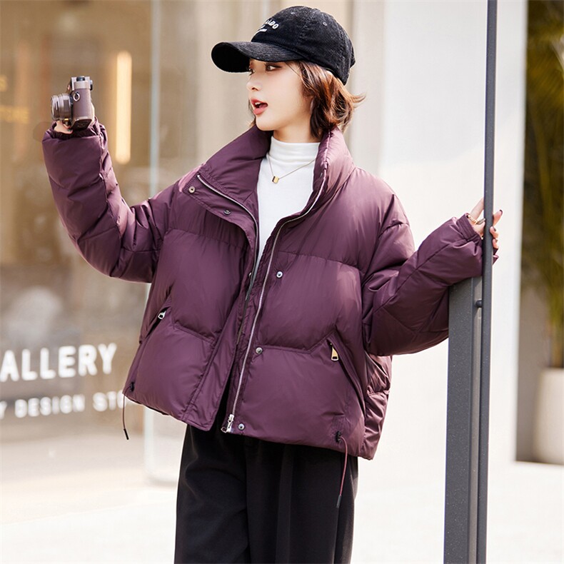 【现货】短款羽绒服女冬2024新款小个子立领显瘦加厚白鸭绒外套,女装羽绒服,仁梯