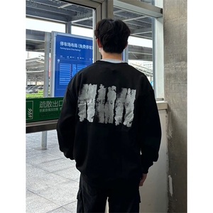 抖音得物现货高品质美式宽松圆领印花卫衣新款重磅卫衣ADY118
