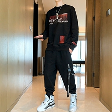 新款春秋男士卫衣宽松秋装两件套ins潮流百搭套装DS988T，男装卫衣，电商A102