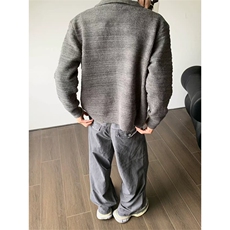 网图有货美式复古翻领开衫毛衣男女慵懒感休闲针织衫A968-P63，男装针织衫/毛衣，星座1505
