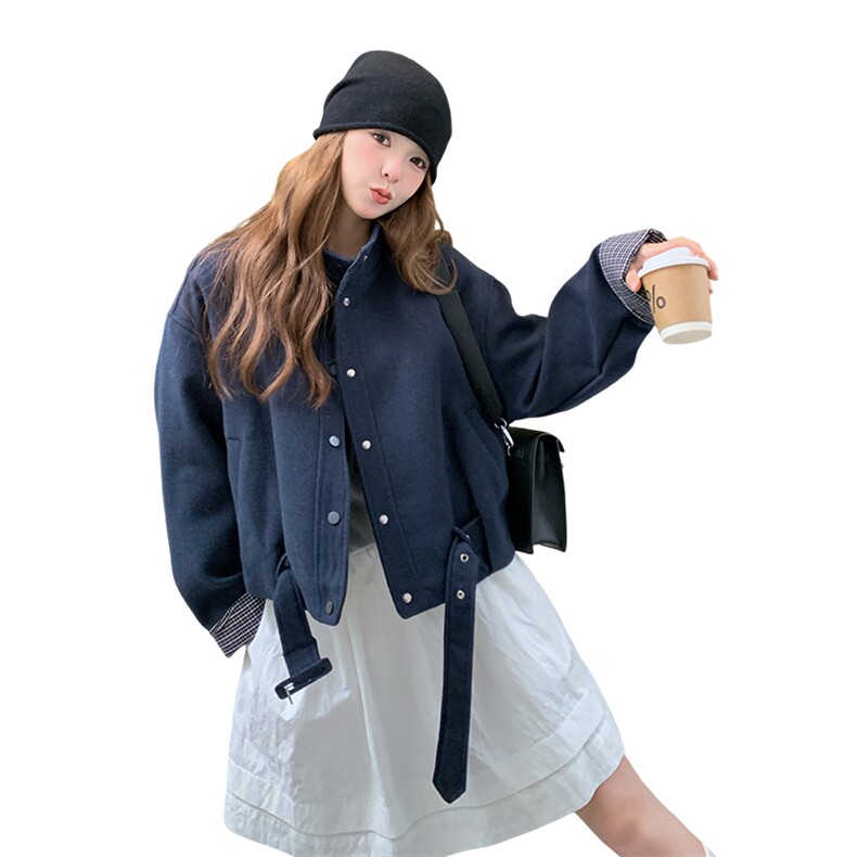 秋冬新款立领毛呢夹棉外套女2025新款韩系外套A569P185K268,女装短外套,2C268
