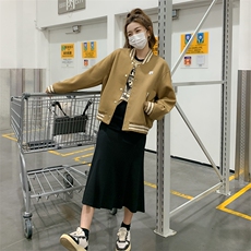 23年新品棒球服撞色休闲校园风夹克外套，女装短外套，菡迪欧娜