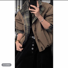 直播秋冬休闲格子拼接立领棉衣保暖棉服男M212-P158(网图），男装棉衣，电商B267