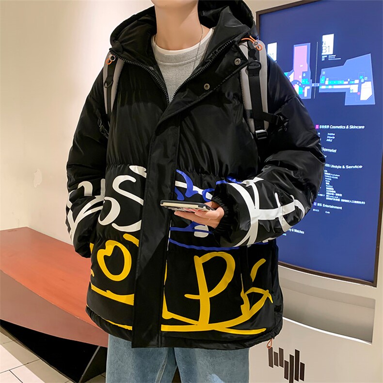 港风夜景21冬新款个性印花连帽面包服棉衣外套G3002-P100控125,男装棉衣,星座914-3