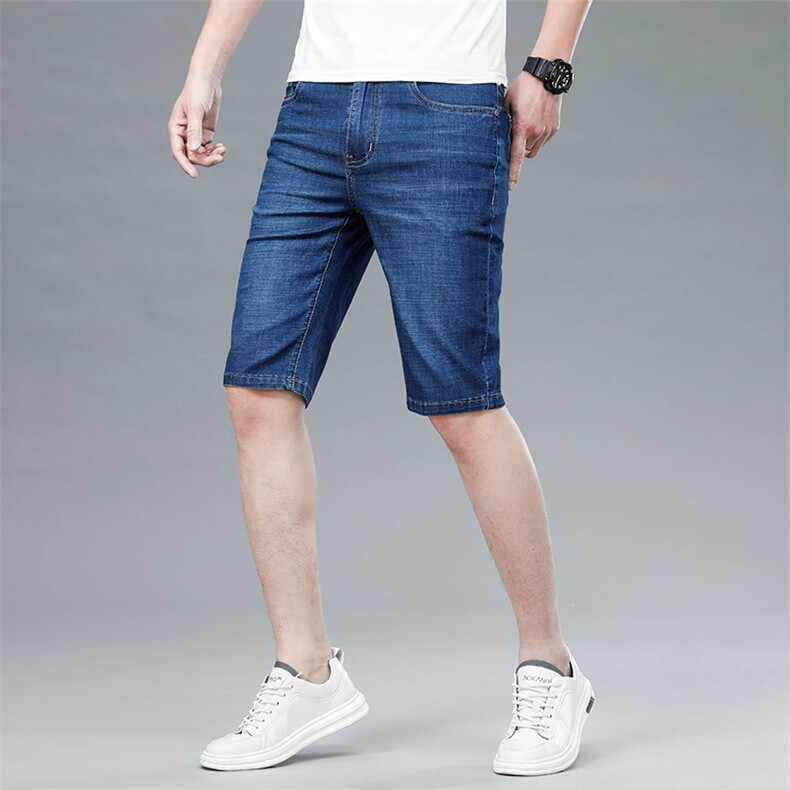 DKH8110-5男式2021年夏季牛仔中裤修身弹力高腰宽松休闲五分裤P52,男装牛仔裤,电商B360