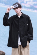 港风2025秋装新灯芯绒长袖宽松衬衫男装秋季休闲衬衣外套S238-P48，男装衬衫，电商A233-1