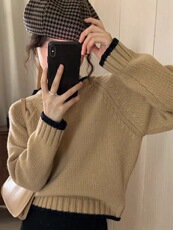 圆领打底衫女显瘦柔软长袖针织衫秋冬新款内搭毛衣，女装羊毛衫，千御纺羊绒