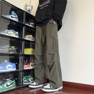 秋季灯芯绒直筒休闲裤男美式复古oversize阔腿工装裤 K7506-P42图片