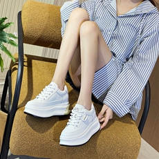 真皮小白鞋女2024秋季新款厚底松糕休闲鞋小个子运动女板鞋，女鞋休闲鞋，电商A223