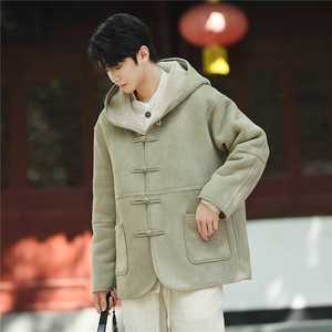 风连帽棉衣皮毛一体夹克男冬款羊羔绒保暖外套棉服1216-p188图片