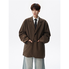 廓形肌理感西服美式休闲西装外套男复古痞帅高级感宽松慵懒XF002，男装西服套装，电商B312