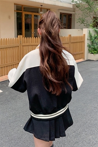 【现货上新】时尚撞色青春减龄棒球服+短裙套装088-8832p165控238图片