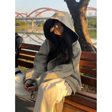 抖音得物高品质二开25秋冬美式重磅宽松结构双面连帽卫衣外套W68，男装卫衣，电商A486