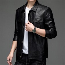 BH8108钱塘2020-2中青年男士冬季厚款加绒休闲时尚皮衣夹克P150，男装皮衣，钱塘207-2
