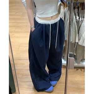 工装裤女款夏季慵懒松弛感裤子小个子拼色宽松休闲裤 K83图片