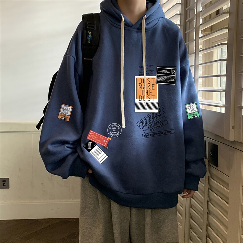 纯棉连帽卫衣男大码运动帽衫宽松薄WY2121-P35加绒款-P40,男装卫衣,电商A040