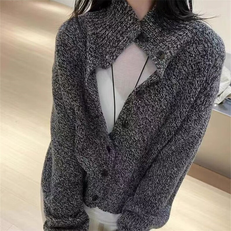 时尚韩版羊毛衫女短款宽松百搭开衫毛衣,女装羊毛衫,锦瑟羊绒
