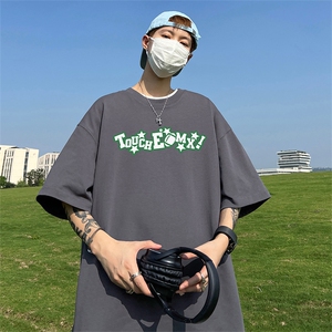 240G重磅美式印花纯棉大码宽松休闲短袖T恤T334-P25控38