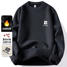华夫格圆领加绒加厚卫衣秋冬季一体绒保暖长袖T恤男7199-P30元，男装T恤，星座1706