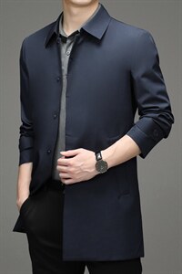 中长款风衣男春秋季2023新款中年爸爸男装商务休闲上衣外套图片