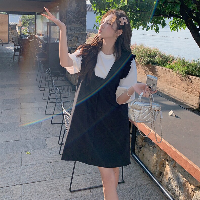 【已出大货】2024夏季新款甜酷减龄背带裙两件套时尚套装连衣裙仓,女装连衣裙,C位
