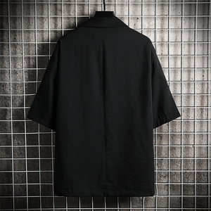 A119-P50 七分袖西装男大码宽松五分袖小西服 网格挂拍图片