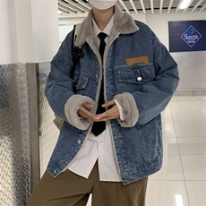 牛仔外套男女ins冬季棉服新款加绒加厚羊羔毛牛仔衣夹克8962-p82，男装夹克，星座1008
