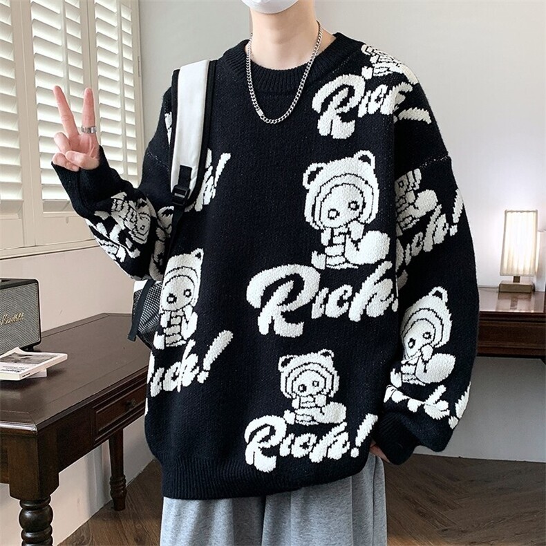 84556-特P55红色毛衣男2026新款秋冬季潮牌本命年加厚针织衫,男装针织衫/毛衣,电商D310B