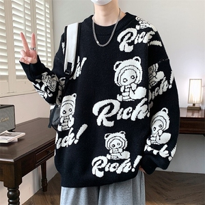 84556-特P55红色毛衣男2026新款秋冬季潮牌本命年加厚针织衫图片