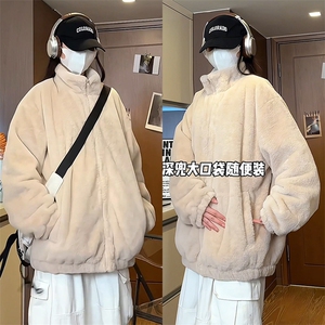 冬季新款仿兔毛棉衣百搭青少年休闲宽松毛绒衫D2660-TP60128图片