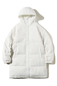 白鸭绒白底冬季基础简约百搭保暖连帽中长款羽绒服YR150P245控298图片
