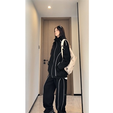 秋季条纹简约运动休闲套装PLCXTZ2520，男装休闲套装，电商A028