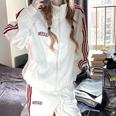 秋款设计感撞色拼接拉链短款男女外套阔腿裤两件套装TZ777P84，男装休闲套装，星座1013-5