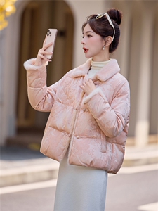 现货.新中式提花羽绒服2025年冬季新款高级感优雅气质外套图片